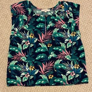 LOFT Vibrant Blue and Pink Blouse